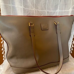Dooney and Bourke grey/tan leather tote